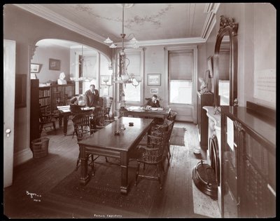 Interior View of Three Men in the Library at the People